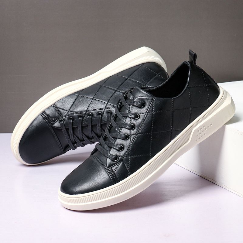 Mænd Pure Color Microfiber Læder Skridsikker Blød Sål Casual Sneakers