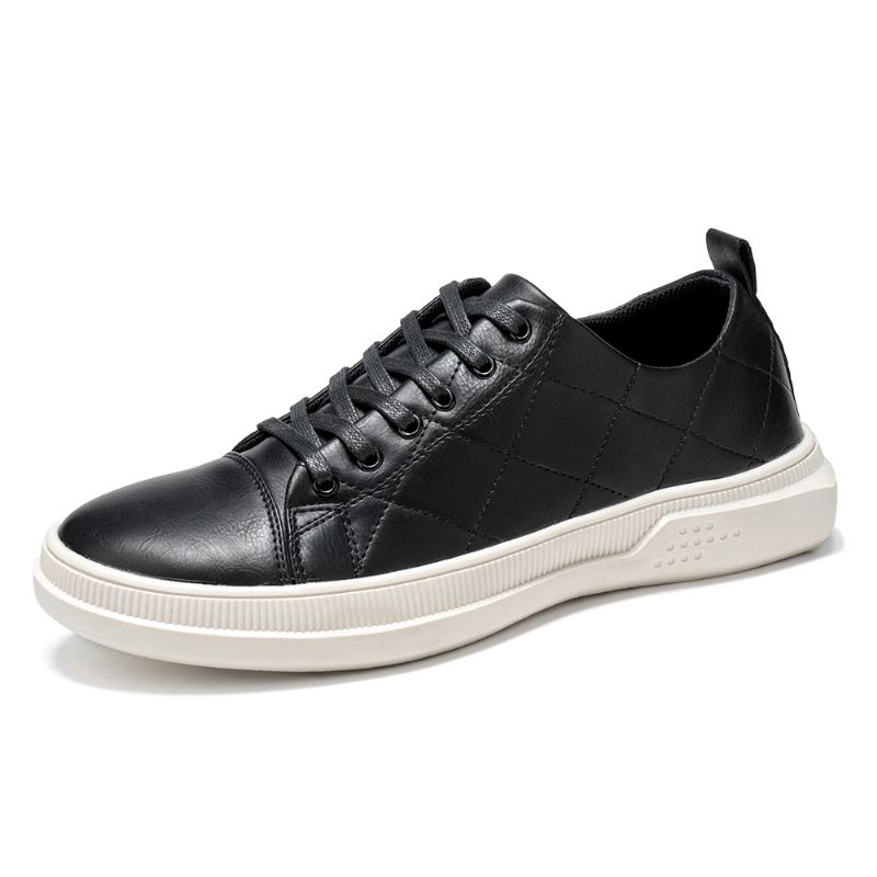 Mænd Pure Color Microfiber Læder Skridsikker Blød Sål Casual Sneakers