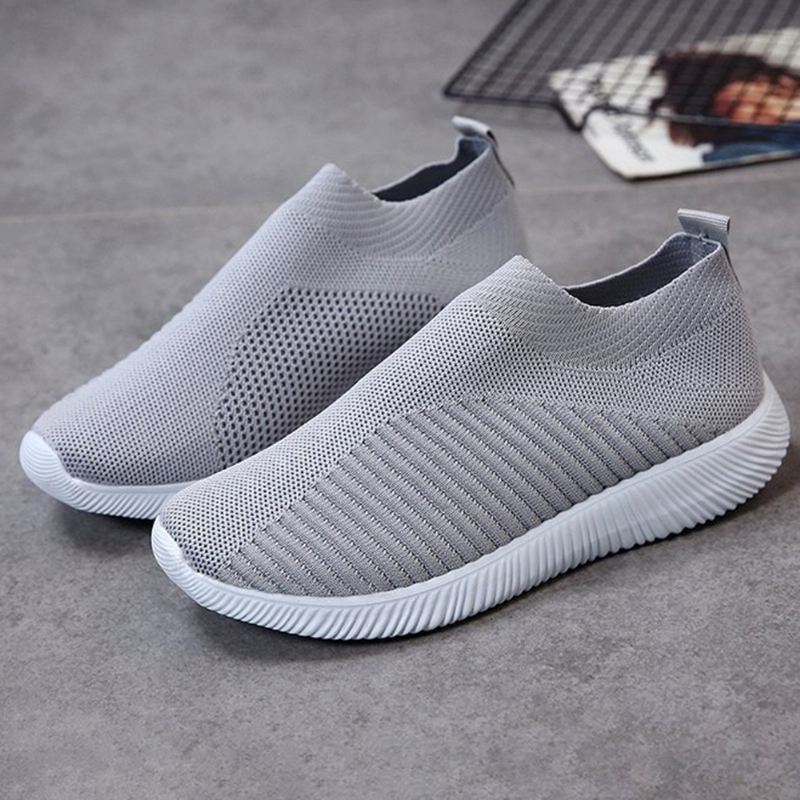 Stor Størrelse Kvinder Mesh Outdoor Slip On Sneakers