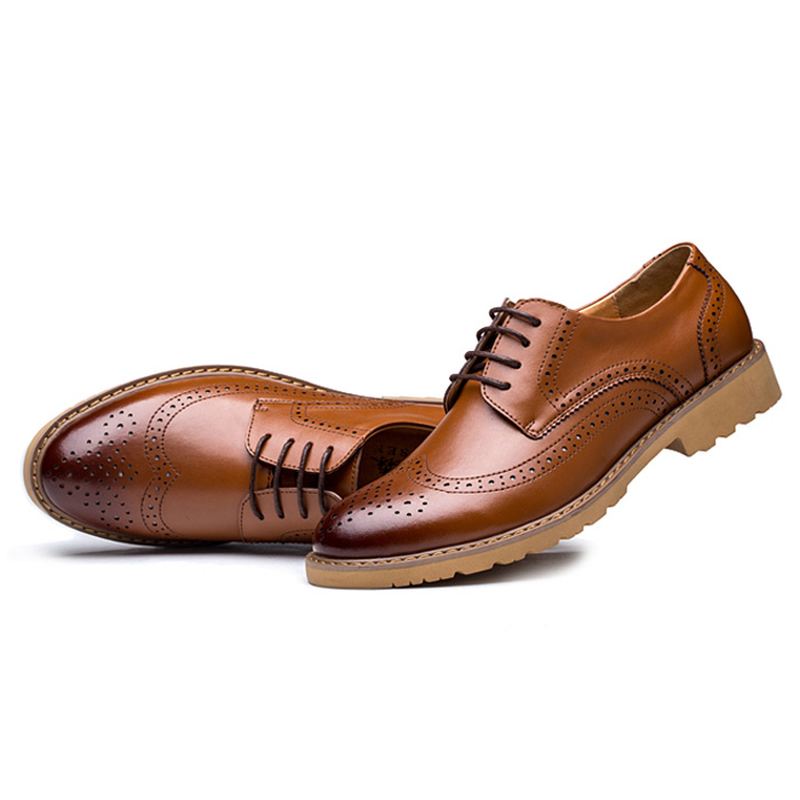 Ægte Læder Brogue Carved Business Casual Oxfords