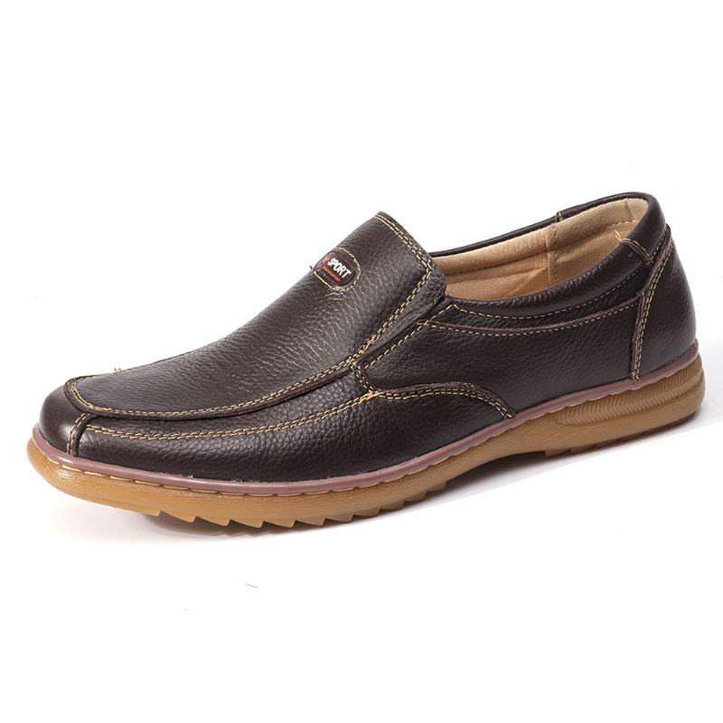 Mænd Ægte Ko Læder Slip-on Blød Sål Skridsikre Casual Oxfords