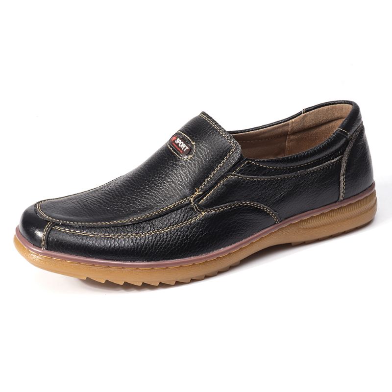 Mænd Ægte Ko Læder Slip-on Blød Sål Skridsikre Casual Oxfords