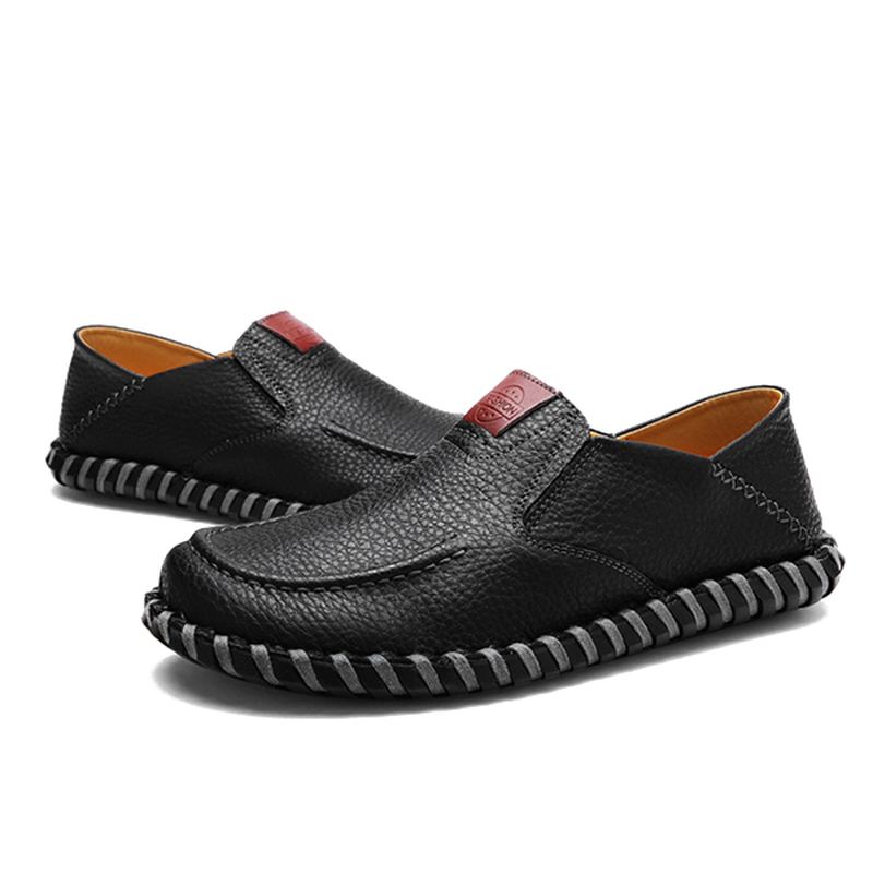 Mænd Bløde Åndbare Flade Sko Casual Outdoor Læder Slip On Oxfords