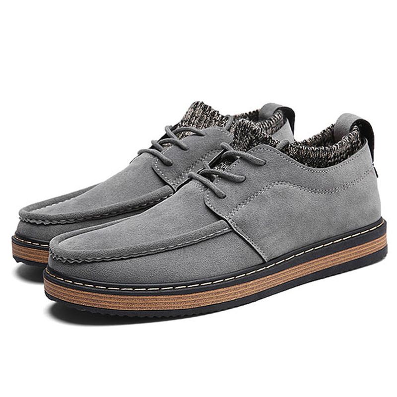 Mænd Brogue Style Strikket Ruskind Blød Sål Varm Oxfords Sko