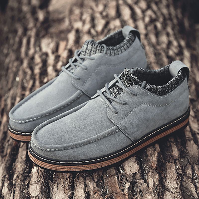 Mænd Brogue Style Strikket Ruskind Blød Sål Varm Oxfords Sko