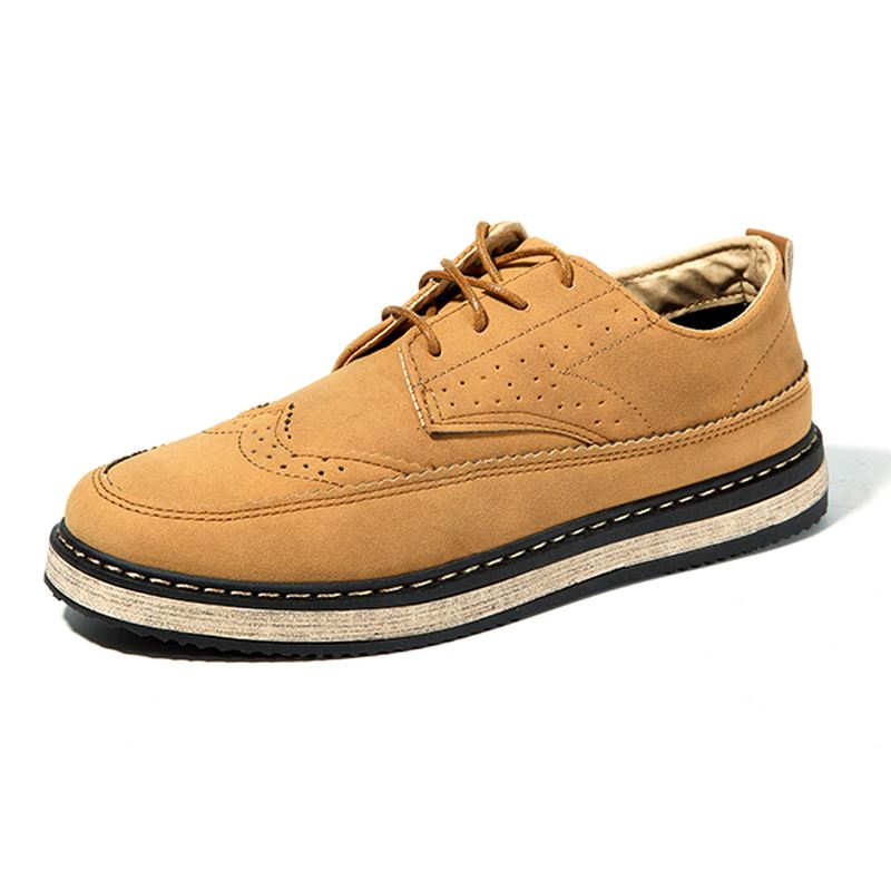 Mænd Casual Retro Britisk Stil Læder Brogue Oxfords Sko