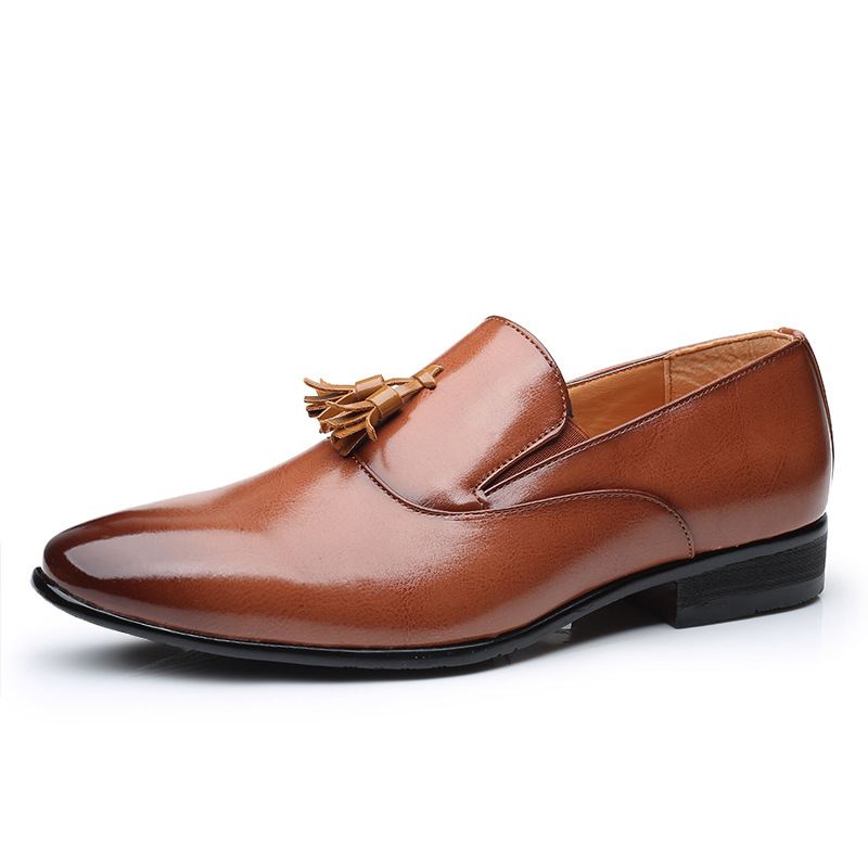 Mænd Læder Åndbar Blød Sål Slip On Business Casual Dress Sko