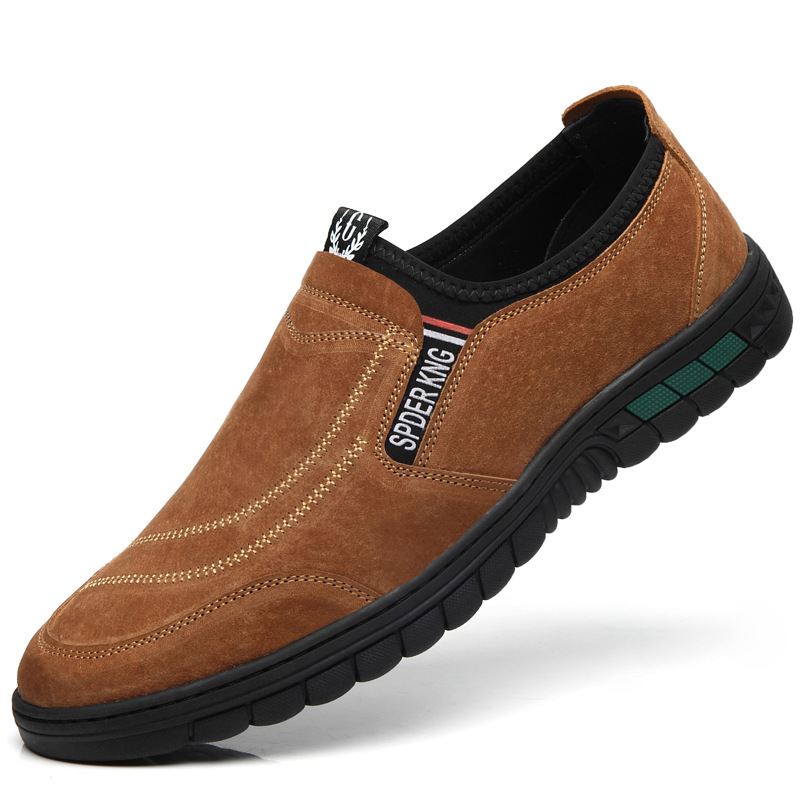 Mænd Pigskin Lædersting Skridsikker Rund Tå Lazy Slip-on Loafers Sko