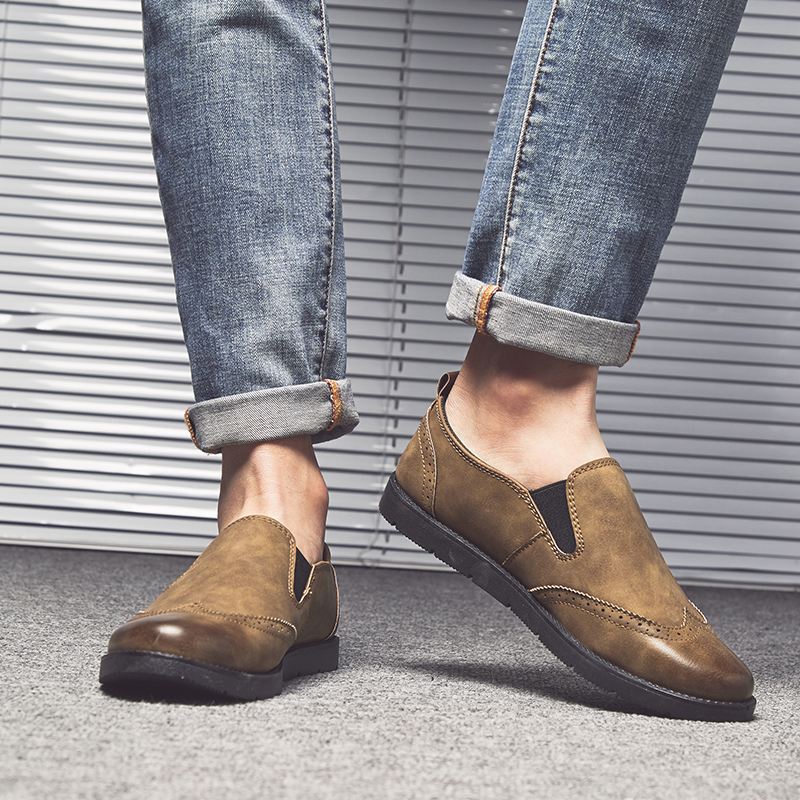 Mænds Business Casual Loafers Chelsea Slip On Work Dress Håndsyede Sko