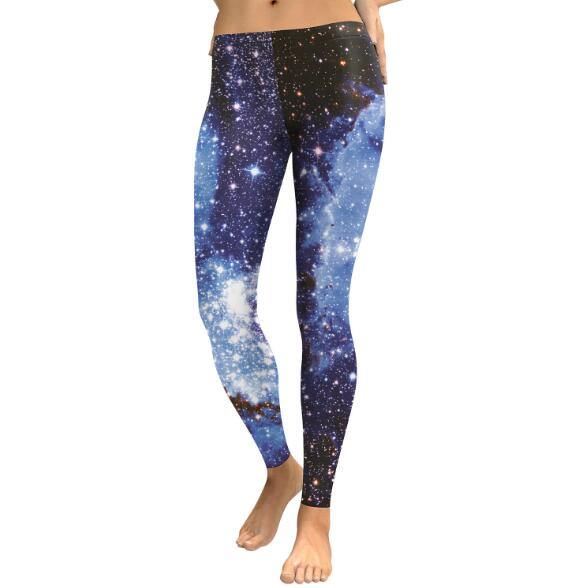 3d Digital Sort Blå Galaxy Leggings