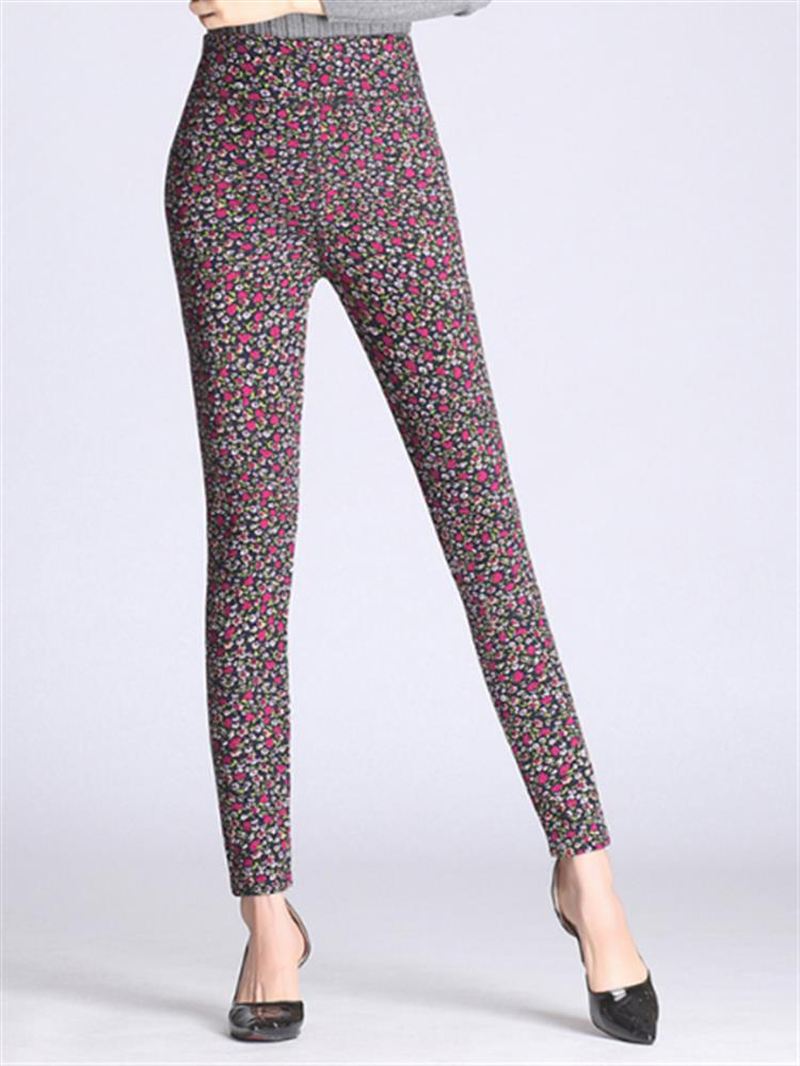 Blomsterprintede Slim Stretch Thicken Leggings