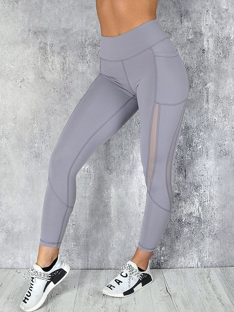 Casual Mesh Stitching Yoga Løbe Sport Slim Leggings