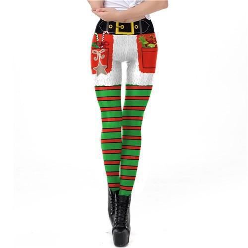 Christmas Autumn Winter Stripe Tribal Leggings Til Kvinder