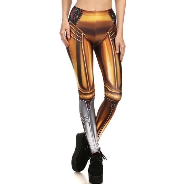 Guld Robot Digital Med Tryk Leggings