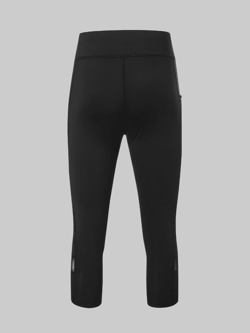 Kvinder Mesh Patchwork Bodycon Cropped Yoga Sport Leggings Med Lommer