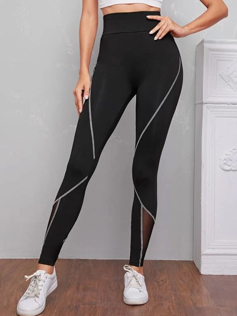 Kvinder Patch Line Med Tryk Elastisk Talje Bodycon Sport Casual Leggings