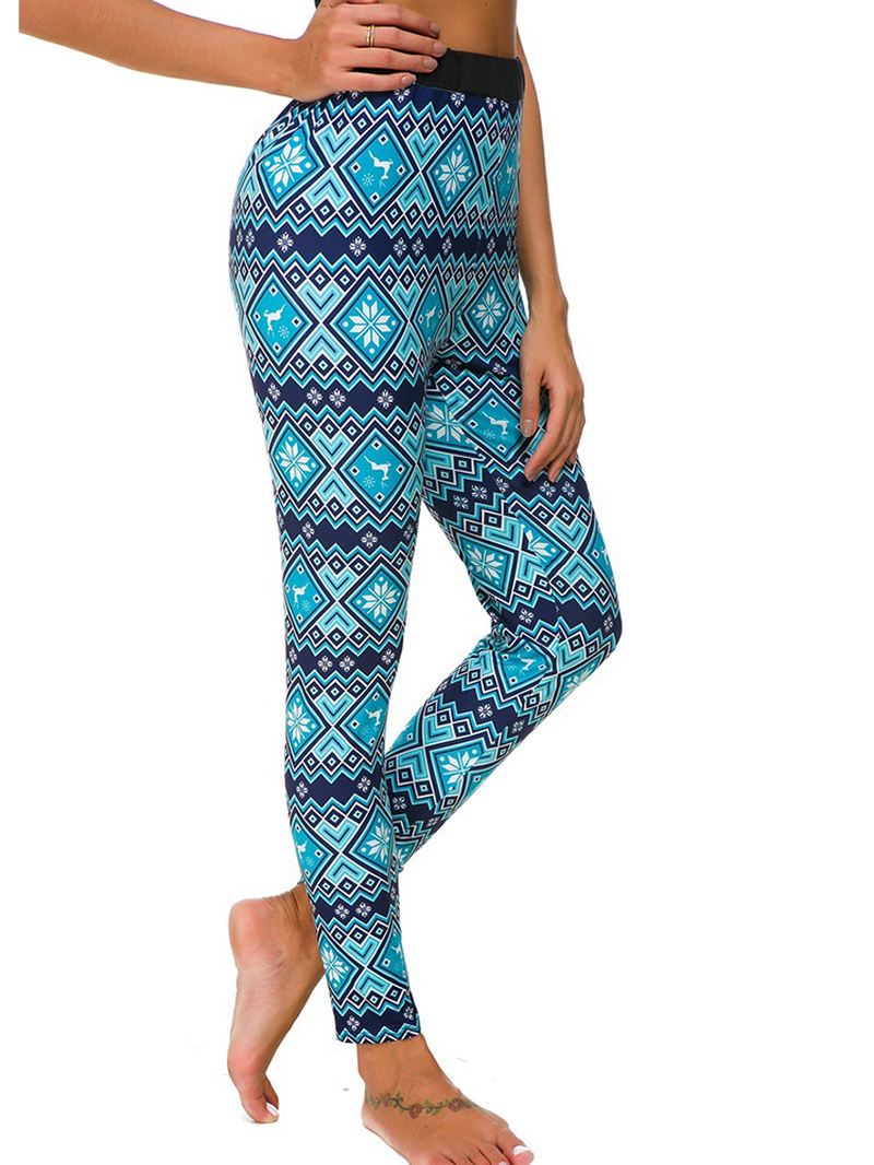 Kvinder Slank Elastisk Talje Elk Juleprintede Leggings