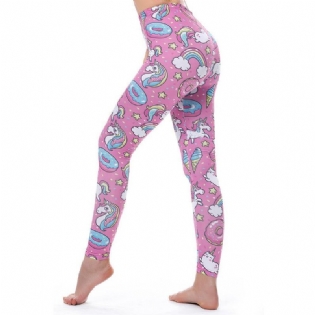 Leggings Kvinder Legg Fitness Legging Sexede Bukser Højtalje Push Up Shiny 3d Printet Rainbow Star Kat Donuts