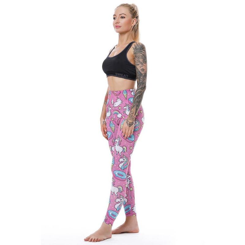 Leggings Kvinder Legg Fitness Legging Sexede Bukser Højtalje Push Up Shiny 3d Printet Rainbow Star Kat Donuts