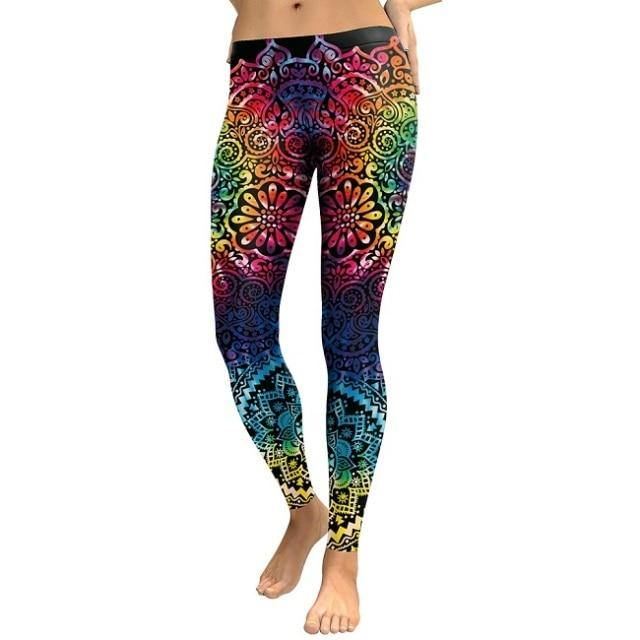 New Arrival Leggings Kvinder Mandala Blomster 3d Med Tryk Gradient Legging Fitness Legg Højtaljede Bukser Bukser