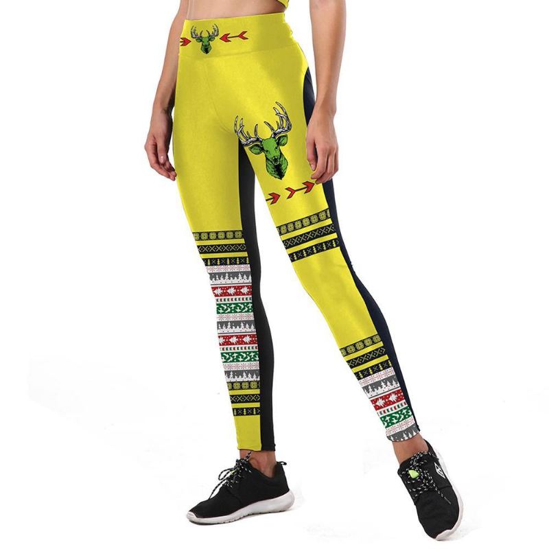 Nye Efterårsleggings Kvinder Sporting Ugly Christmas Dyr Sika Deer 3d Printet Legging Højtaljede Bukser Bukser Leggins