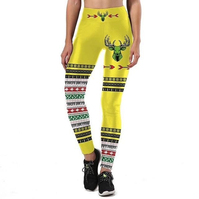 Nye Efterårsleggings Kvinder Sporting Ugly Christmas Dyr Sika Deer 3d Printet Legging Højtaljede Bukser Bukser Leggins