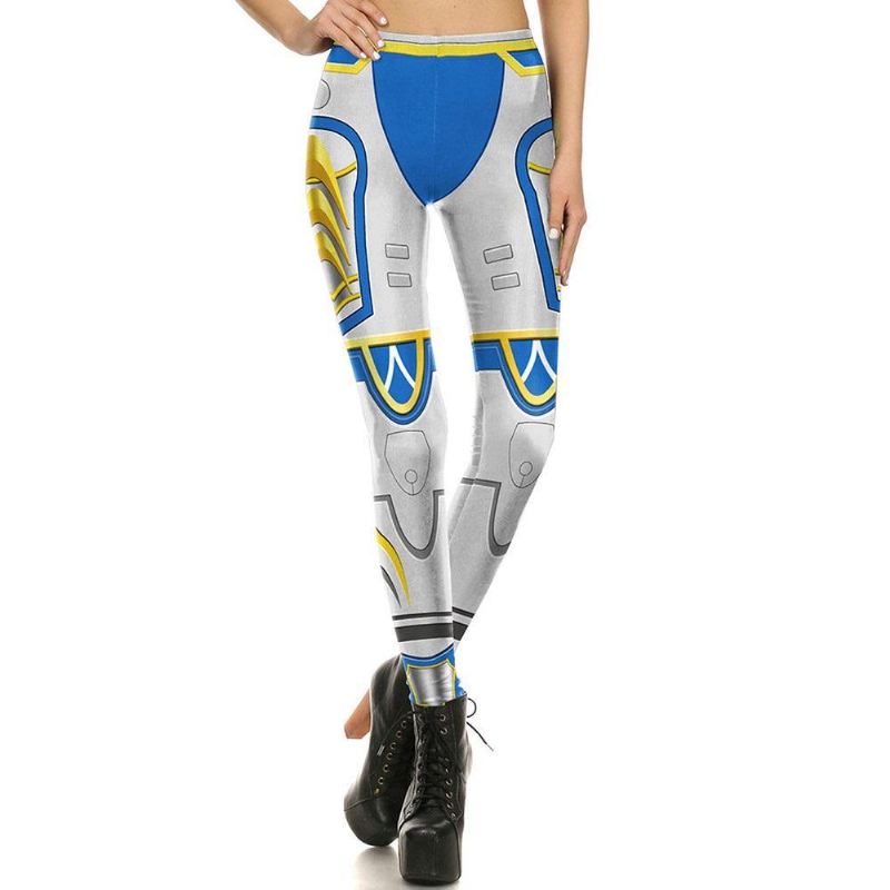 Spil Cosplay Kvinder Leggings Armor Digital Med Tryk Guld Metal Plus Size Legg High Waist Workout Legging