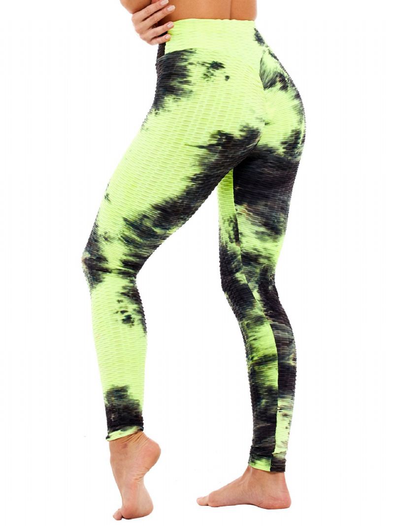 Tie-dye Random Med Tryk Højtalje Slank Sport Yoga Casual Leggings Til Kvinder