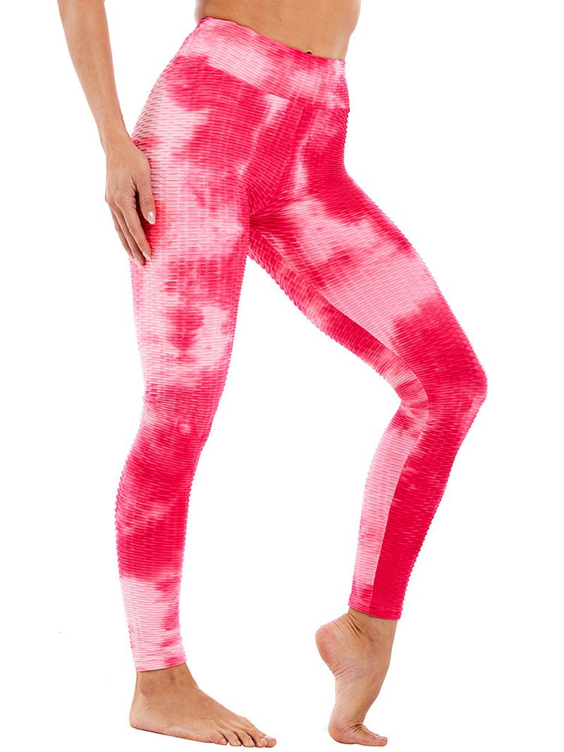 Tie-dye Random Med Tryk Højtalje Slank Sport Yoga Casual Leggings Til Kvinder