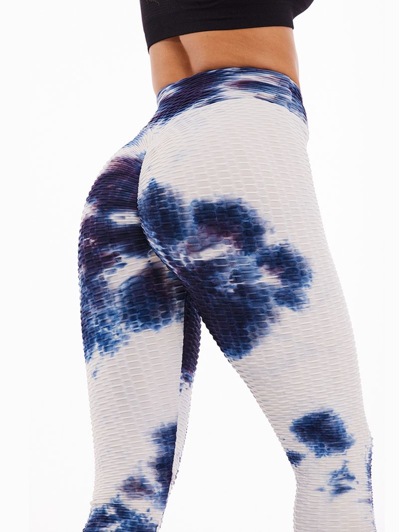 Tie-dye Random Med Tryk Højtalje Slank Sport Yoga Casual Leggings Til Kvinder