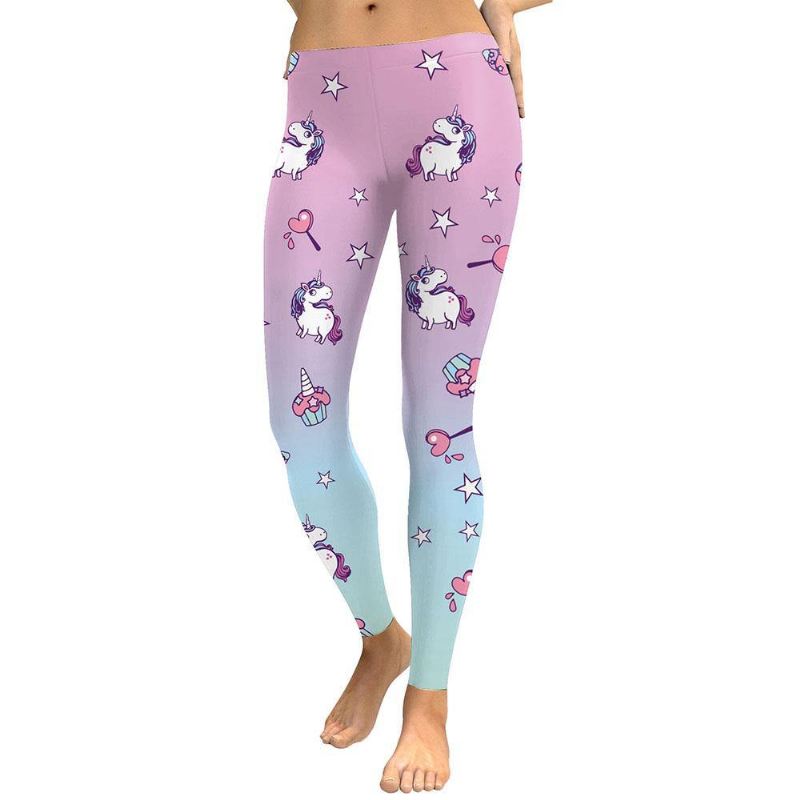 Unicorn Series Kvinder Leggings Star Ice Cream Digital Med Tryk Legg Sweat Workout Kvinde Legging Slim Pants