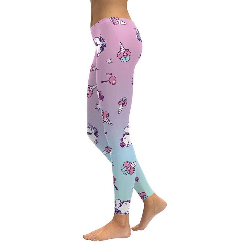 Unicorn Series Kvinder Leggings Star Ice Cream Digital Med Tryk Legg Sweat Workout Kvinde Legging Slim Pants