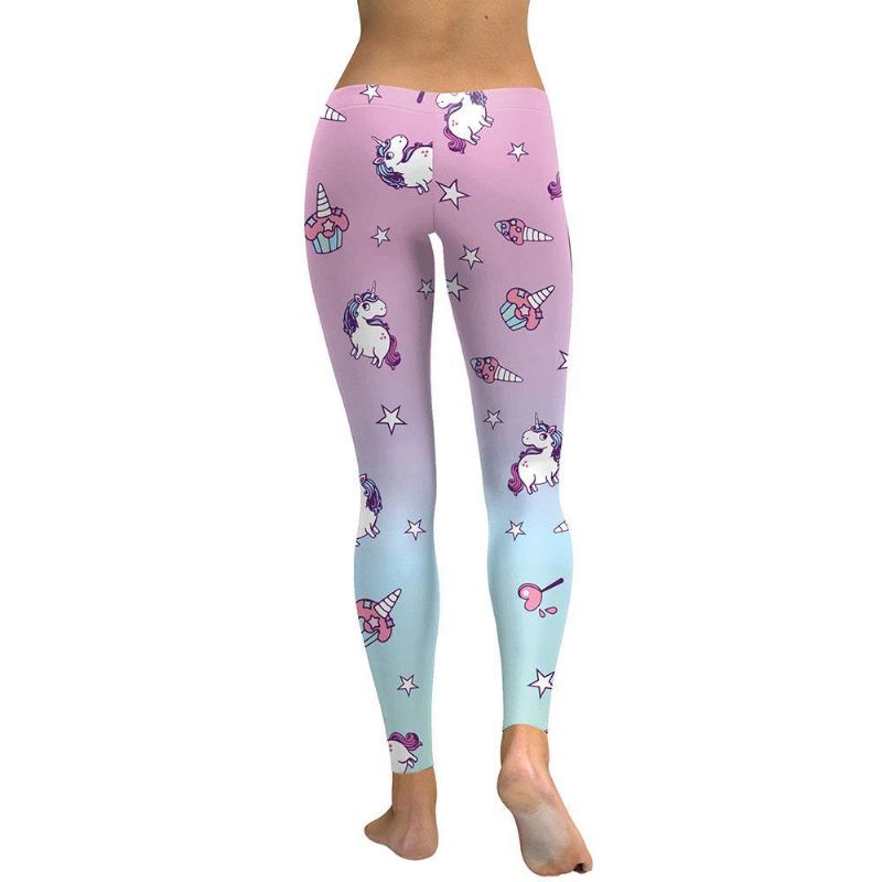 Unicorn Series Kvinder Leggings Star Ice Cream Digital Med Tryk Legg Sweat Workout Kvinde Legging Slim Pants