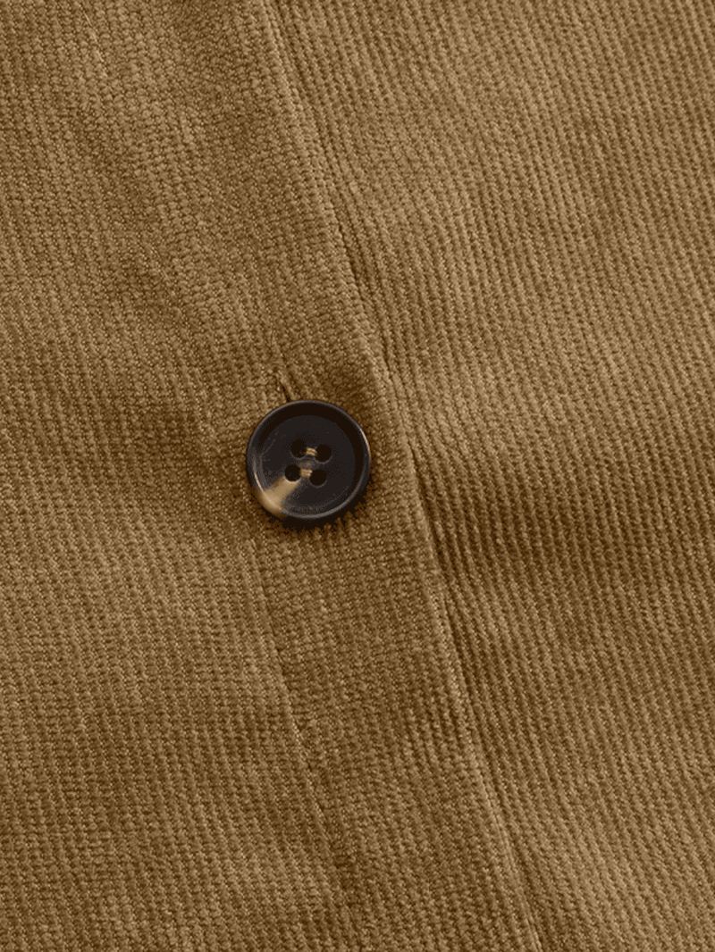 Kvinder Corduroy Solid Muslim Style Collared Raglan Button Front Høj Lav Kjole