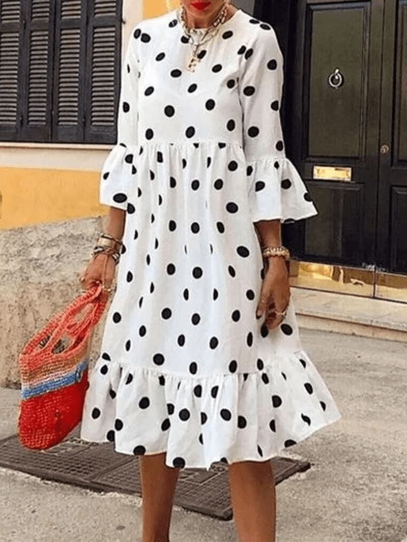 Kvinder Polka Dot Med Tryk Plisseret Casual Dress