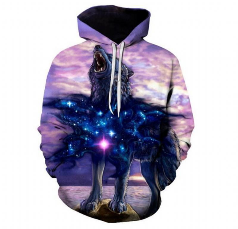 3d Digital Animal Med Tryk Sweatshirt Med Hætte Med Rund Hals