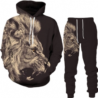 3d Digital Printing Animal Lion Sweatshirt Sweatpants