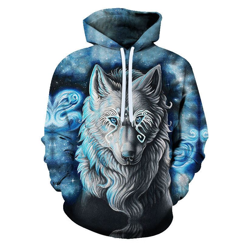 Animal Wolf 3d Digital Printing Herre Og Damer Løs Sports Hoodie Sweater