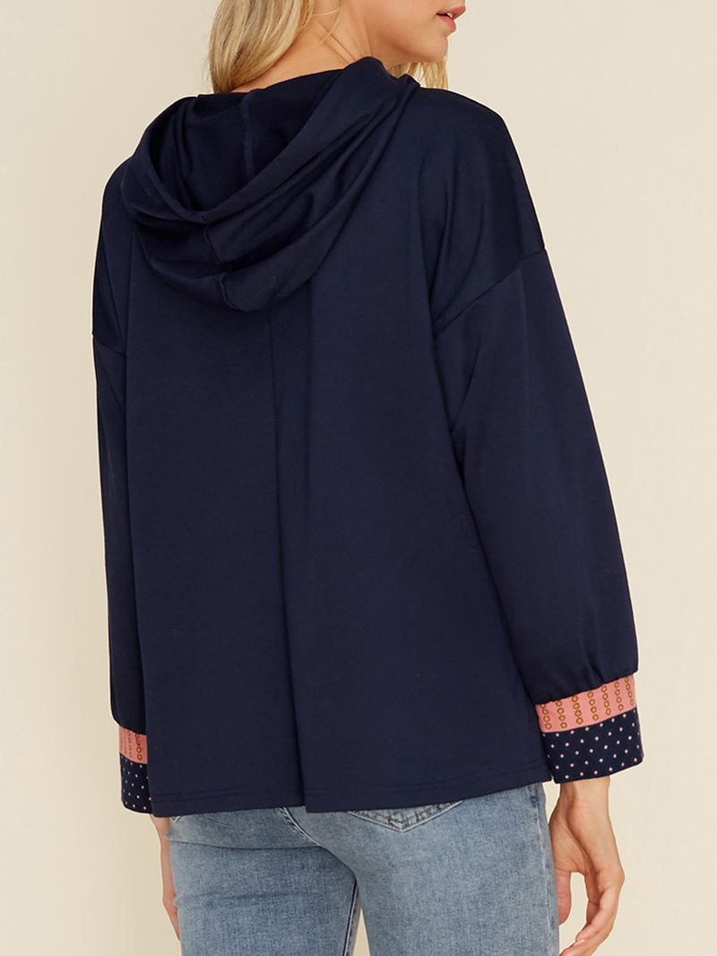 Casual Pocket Patch Overhead Sweatshirt Med Hættetrøjer