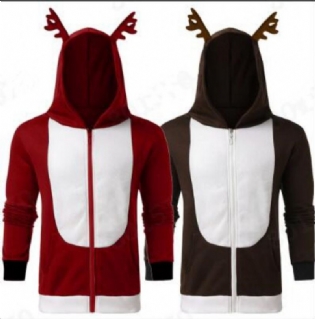 Christmas Antlers Hooded Color Block Sweatshirt