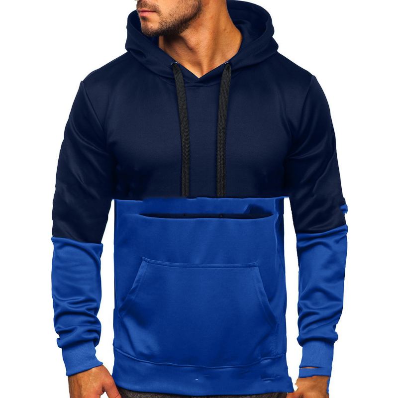 Colour Block Hooded Couple Wear Sports Casual Sweater