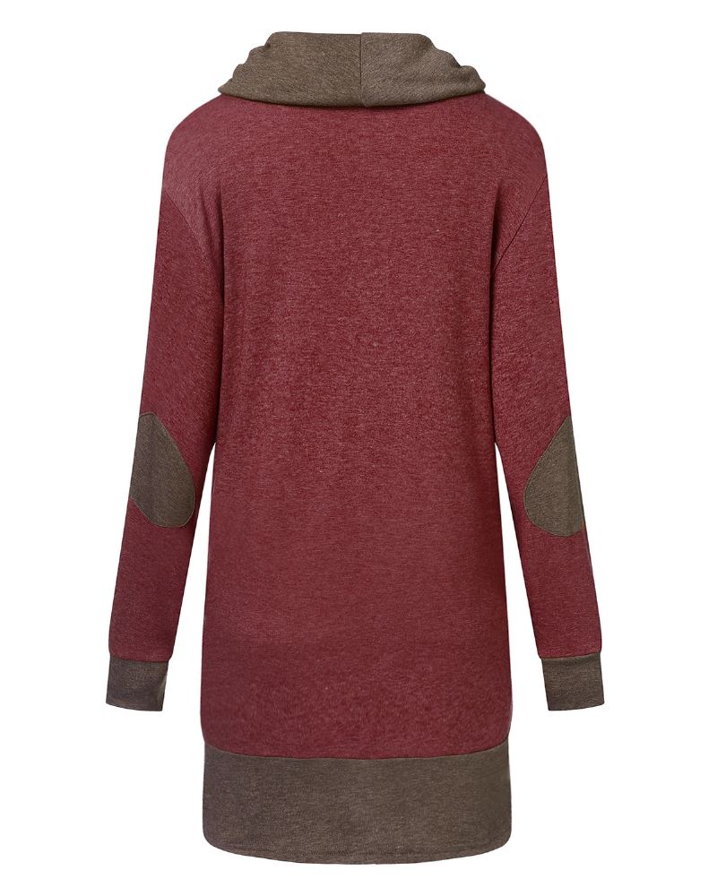 Dame Pullover Langærmet Patchwork Casual Sweatshirt