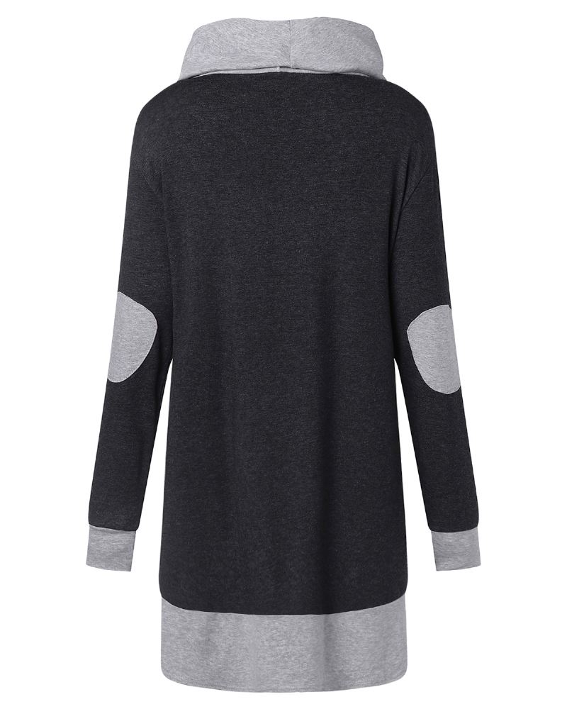 Dame Pullover Langærmet Patchwork Casual Sweatshirt