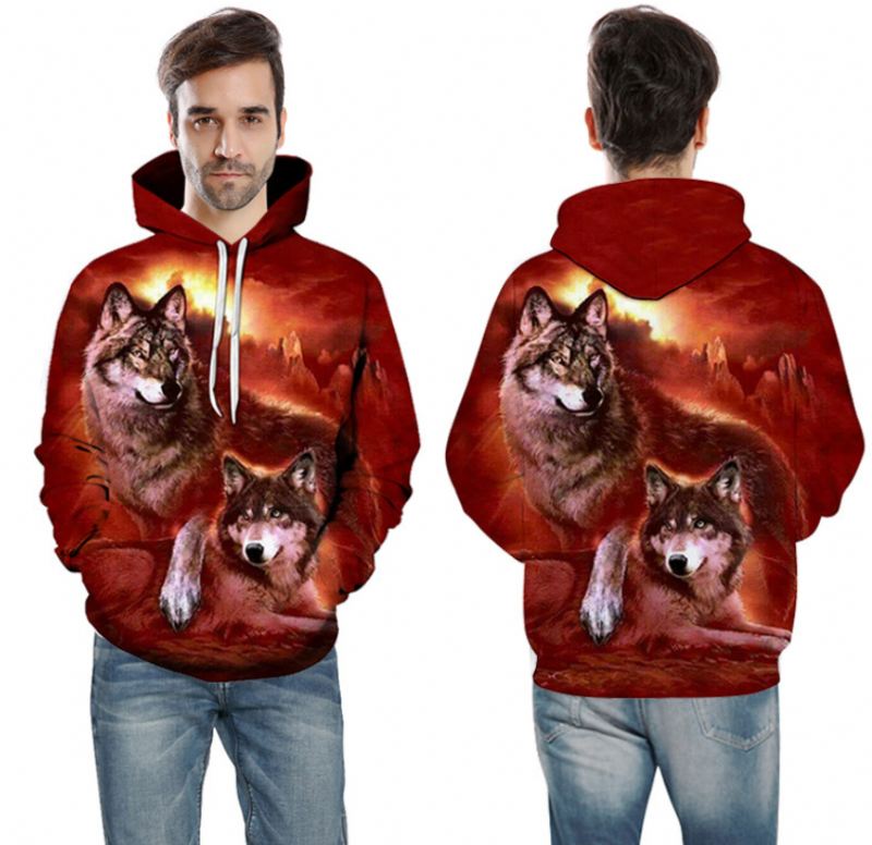 Digital Double Wolf Med Tryk Langærmet Sweater