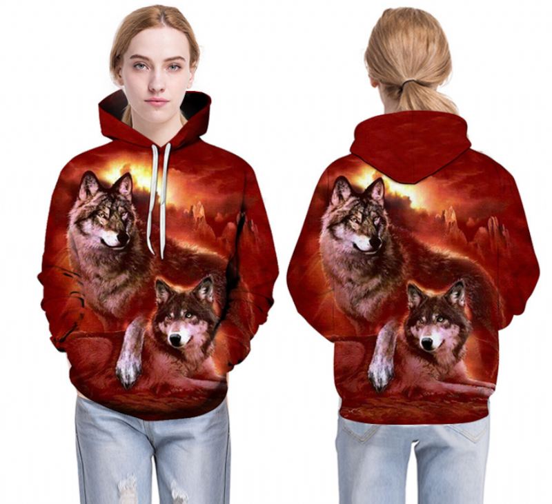 Digital Double Wolf Med Tryk Langærmet Sweater