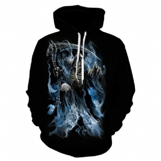 Digitaltrykt Ridder Skull Hooded Casual Mode Sweater