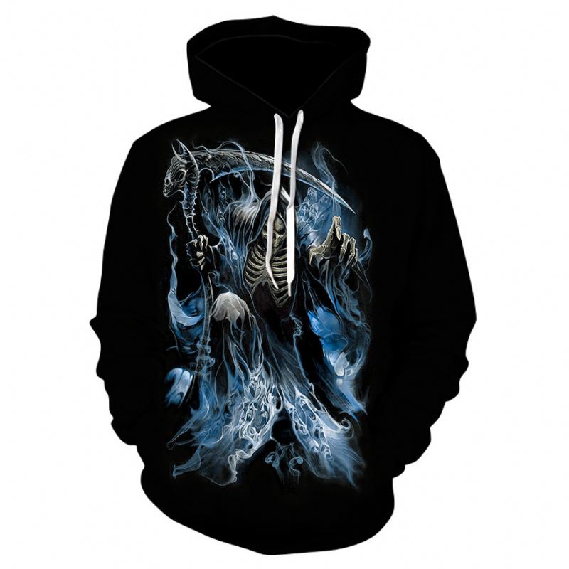 Digitaltrykt Ridder Skull Hooded Casual Mode Sweater