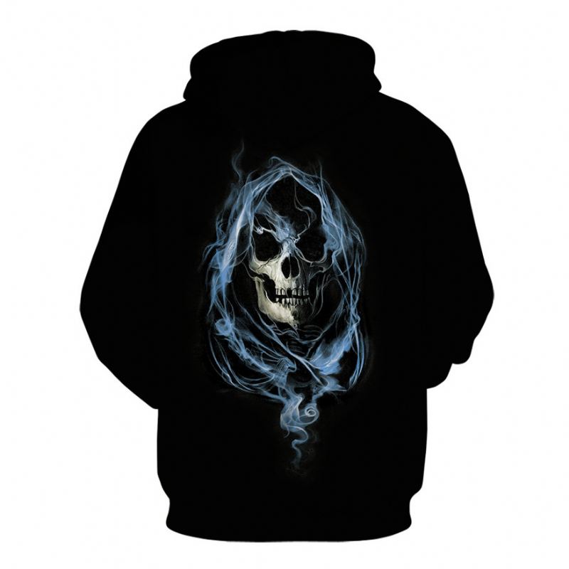 Digitaltrykt Ridder Skull Hooded Casual Mode Sweater