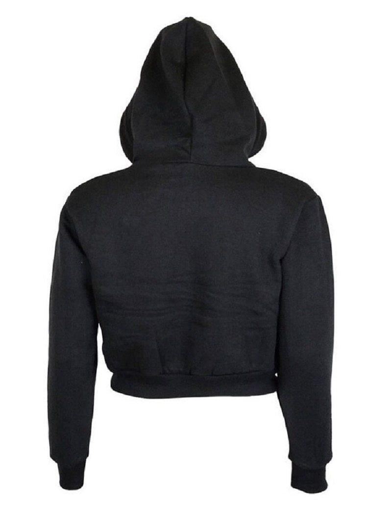 Efterår Dame Hættetrøjer Solid Crop Hættetrøje Langærmet Jumper Hættetrøje Frakke Casual Sweatshirt Top Sudaderas