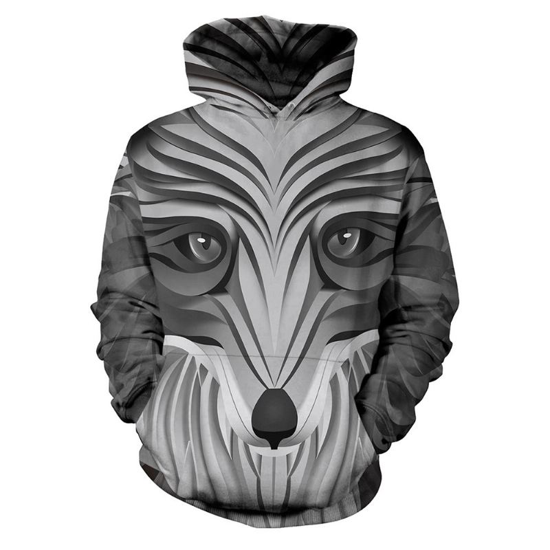 Farverig Ni-tailed Fox 3d Digital Med Tryk Sweatshirt